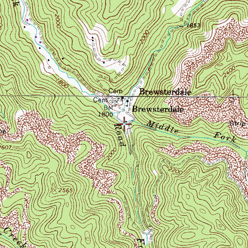 Topographic Map of Road Fork, WV