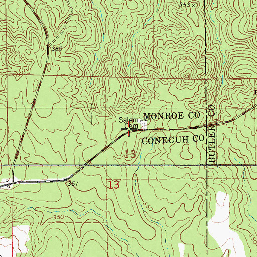 Topographic Map of Salem Church, AL