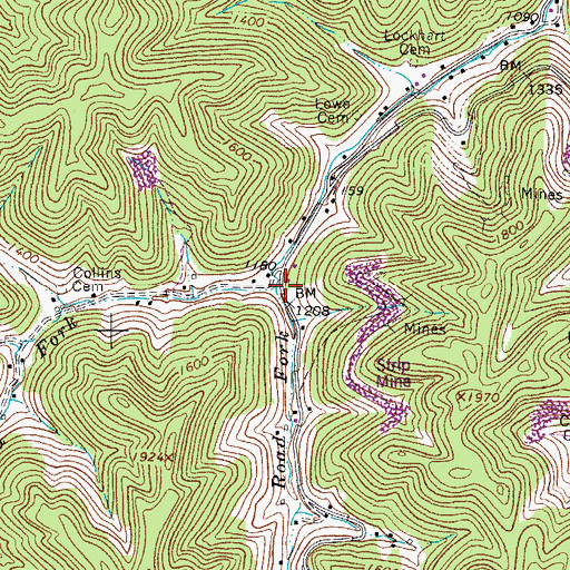 Topographic Map of Road Fork, WV
