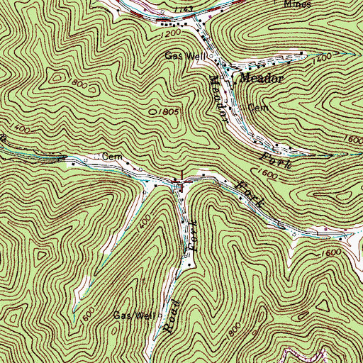 Topographic Map of Road Fork, WV