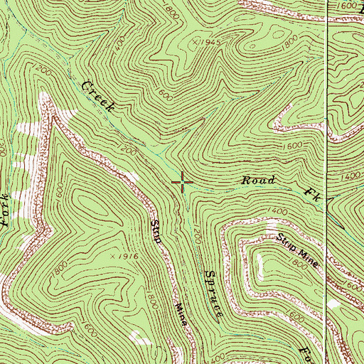 Topographic Map of Road Fork, WV