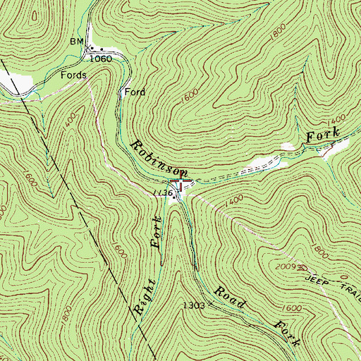 Topographic Map of Road Fork, WV