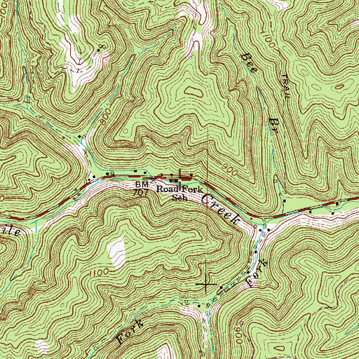 Topographic Map of Road Fork School (historical), WV