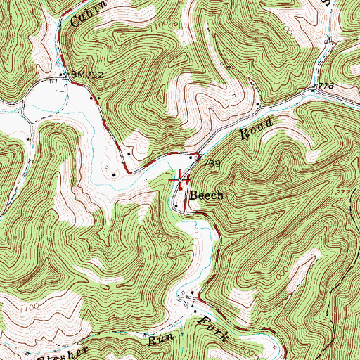 Topographic Map of Road Run, WV