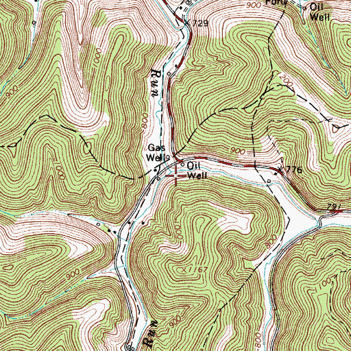 Topographic Map of Road Run, WV