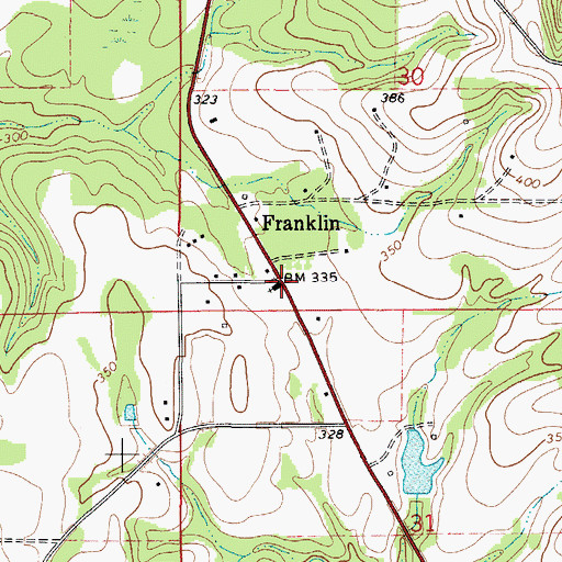 Topographic Map of Franklin Church, AL