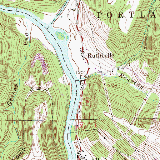 Topographic Map of Roaring Creek, WV