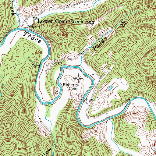 Topographic Map of Roberts Cemetery, WV