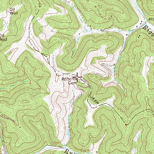 Topographic Map of Roberts Cemetery, WV