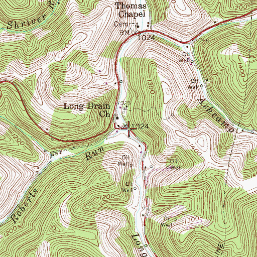 Topographic Map of Roberts Run, WV