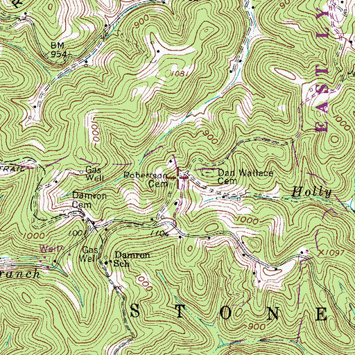 Topographic Map of Robertson Cemetery, WV