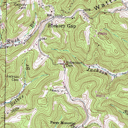 Topographic Map of John Robertson Cemetery, WV