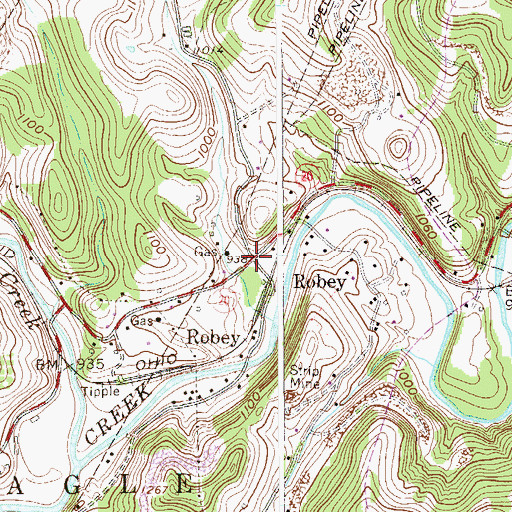 Topographic Map of Robey, WV
