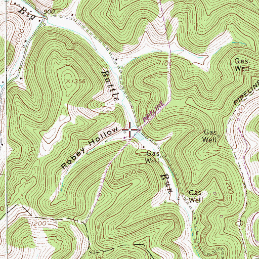 Topographic Map of Robey Hollow, WV