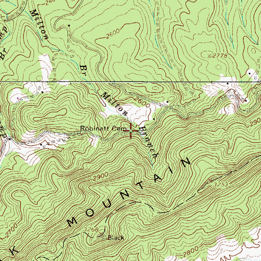 Topographic Map of Robinett Cemetery, WV