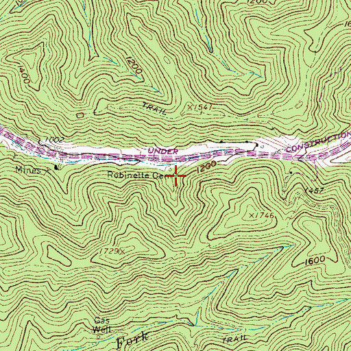 Topographic Map of Robinette Cemetery, WV