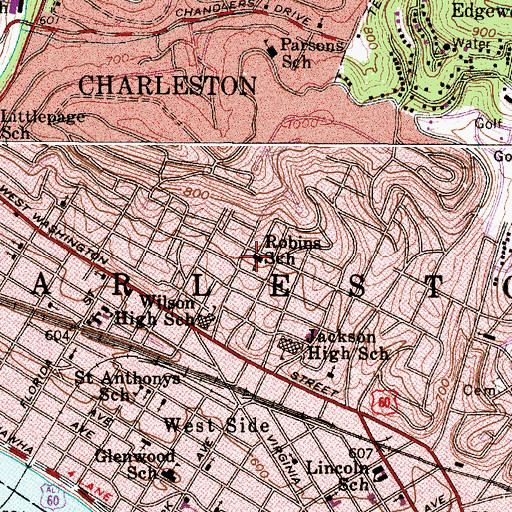 Topographic Map of Robins School (historical), WV