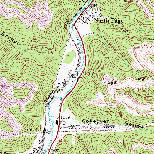 Topographic Map of Robinson Branch, WV