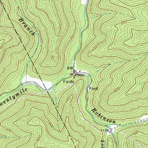 Topographic Map of Robinson Fork, WV