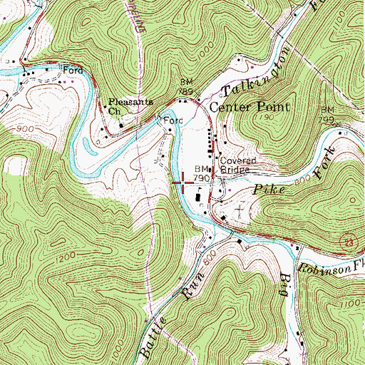 Topographic Map of Robinson Fork, WV