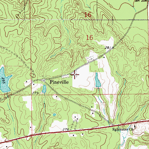 Topographic Map of Pineville Cemetery, AL