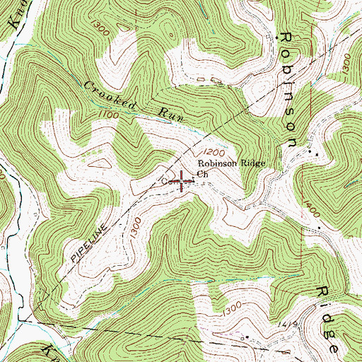 Topographic Map of Robinson Ridge Church, WV