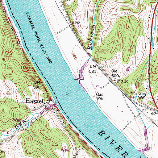 Topographic Map of Robison Run, WV