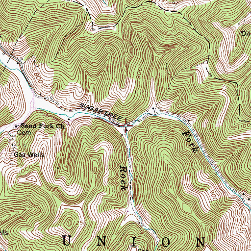 Topographic Map of Rock Branch, WV