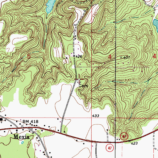 Topographic Map of Wiggins Cemetery, AL