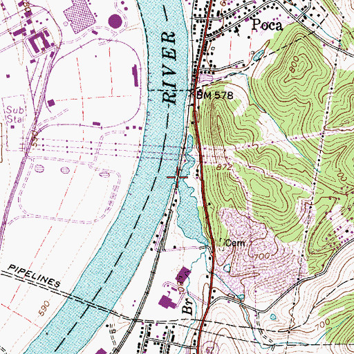 Topographic Map of Rock Branch, WV