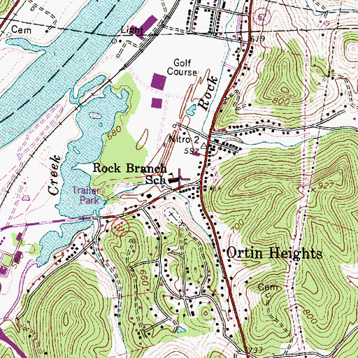 Topographic Map of Rock Branch Elementary School, WV