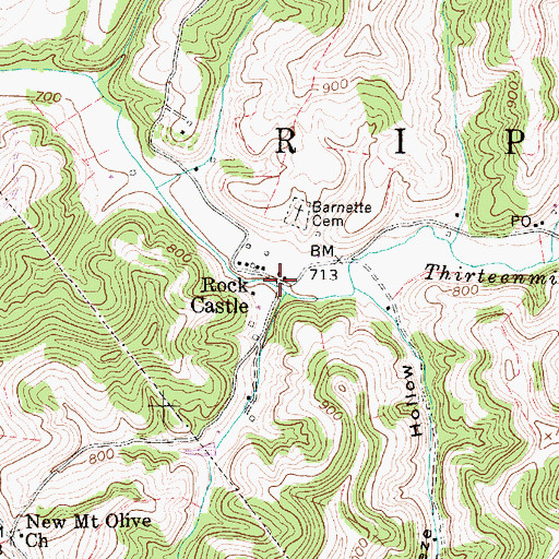 Topographic Map of Rock Castle, WV