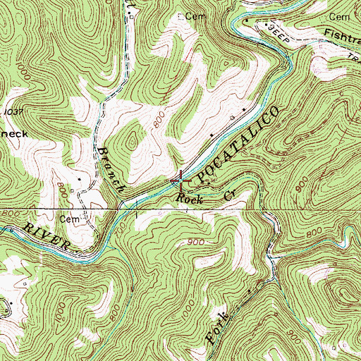 Topographic Map of Rock Creek, WV