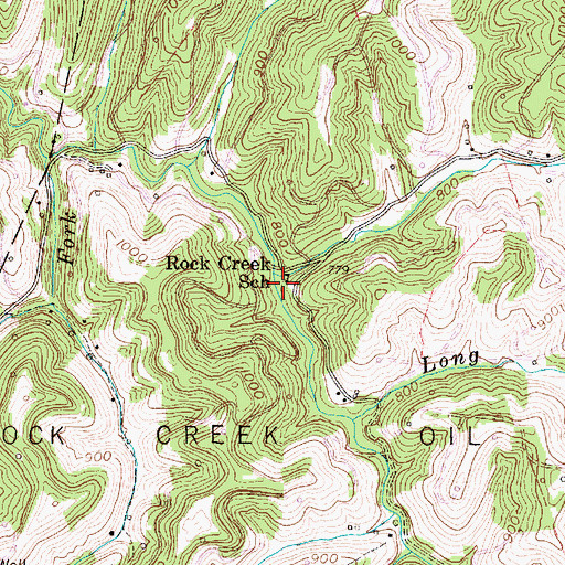 Topographic Map of Rock Creek School (historical), WV