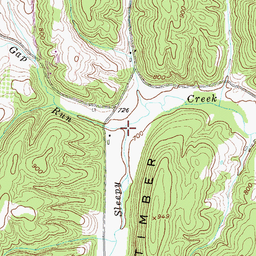 Topographic Map of Rock Gap Run, WV