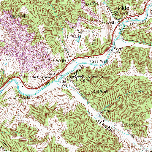 Topographic Map of Rock Grove Cemetery, WV