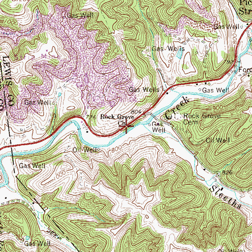 Topographic Map of Rock Grove Church, WV