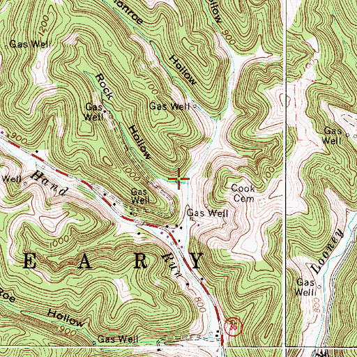 Topographic Map of Rock Hollow, WV