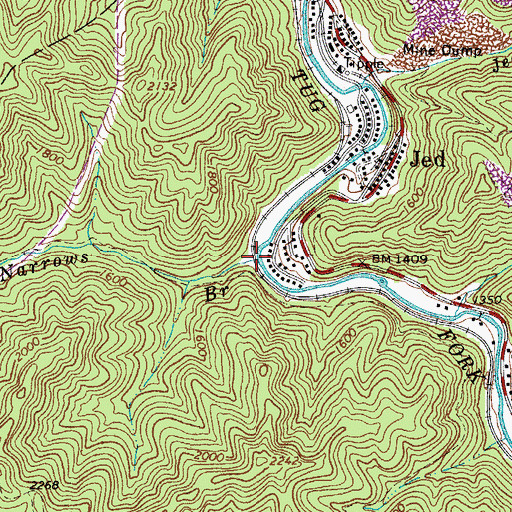 Topographic Map of Rock Narrows Branch, WV