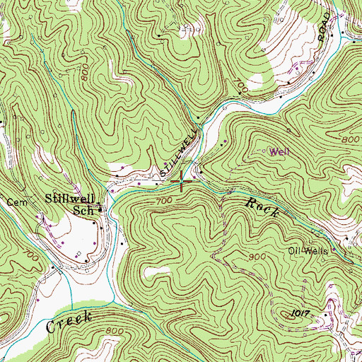 Topographic Map of Rock Run, WV