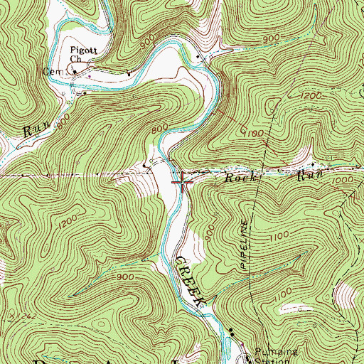 Topographic Map of Rock Run, WV