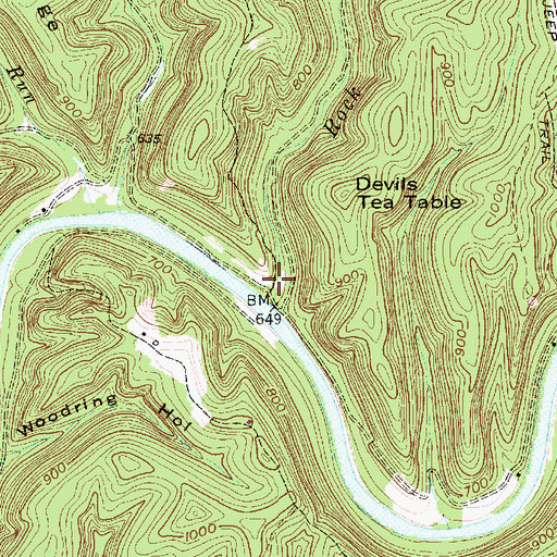 Topographic Map of Rock Run, WV
