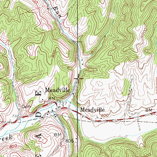 Topographic Map of Rock Run, WV