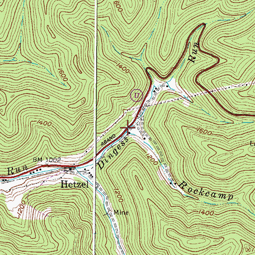 Topographic Map of Rockcamp Branch, WV