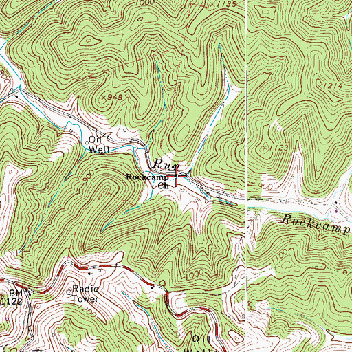 Topographic Map of Rockcamp Church, WV
