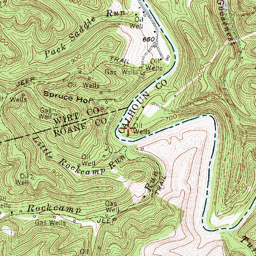 Topographic Map of Rockcamp Run, WV