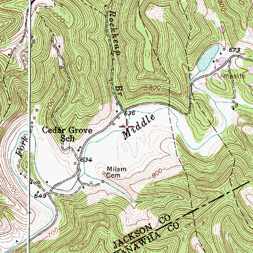 Topographic Map of Rockheap Branch, WV
