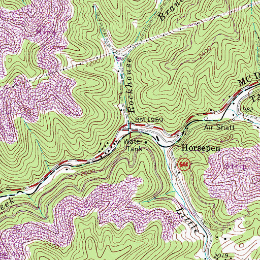 Topographic Map of Rockhouse Branch, WV