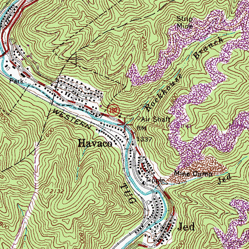 Topographic Map of Rockhouse Branch, WV