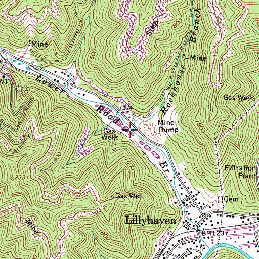 Topographic Map of Rockhouse Branch, WV